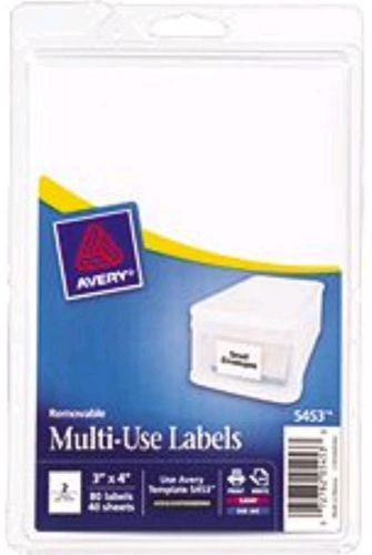 Avery Self-Adhesive Removable Labels, 3 x 4 Inches, White, 80 per Pack   05453