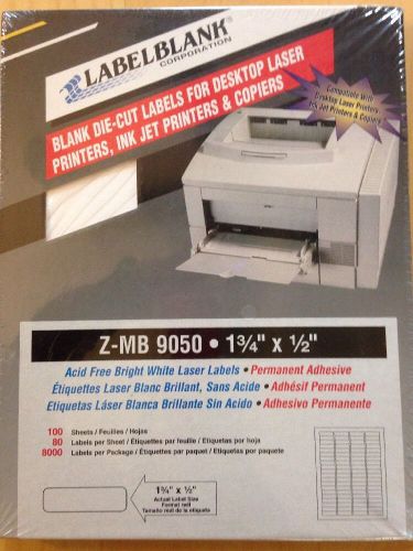 LabelBlank 8000 Blank Labels 1.75&#034; X 0.5&#034;  Bright White Laser Labels  Z-MB-9050