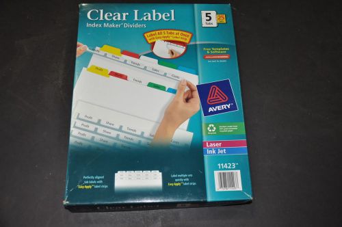 Avery Clear Label Index Maker Dividers - 5 Tabs, 25 Sets #11423 - New
