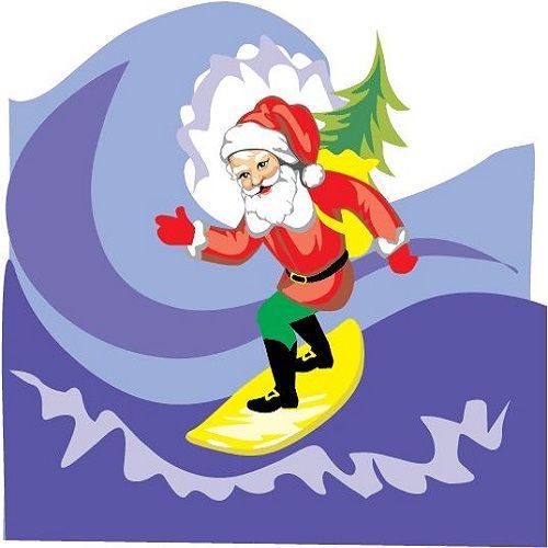 30 Custom Surfing Santa Personalized Address Labels