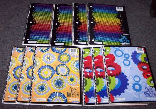 10 NEW WIDE RULE 1 SUBJECT SPIRAL NOTEBOOKS - ASST FASHION DESIGNER COVERS
