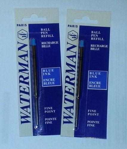 Lot of 2 Waterman Ball Pen Refills - 73426 Blue Ink Fine Point