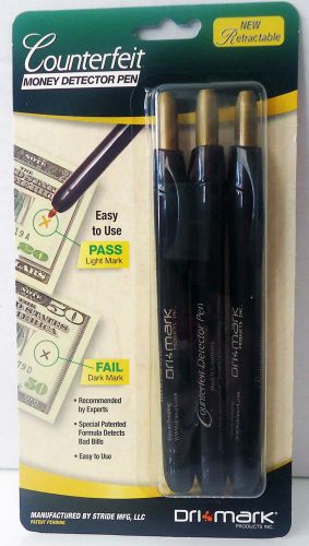 1 pack of 3 Dri Mark Counterfeit Money Detector Pens Item # CFDRET3B New