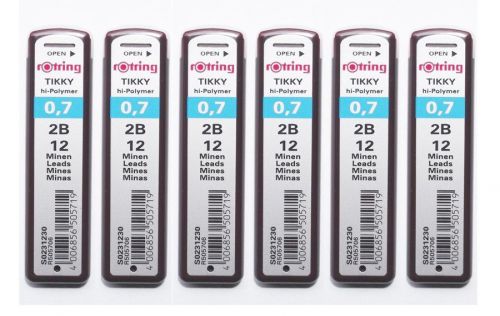 New rotring tikky hi-polymer pencil lead refill 0.7 2b 72 leads lots of 6 boxes for sale