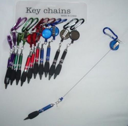 12 pcs Retractable Pen Belt Clip Key Chain Office Supplies Prevent Pen Theft  NR