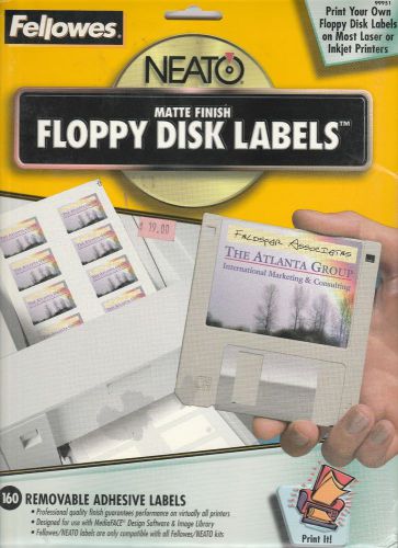 BOX OF 160 GENUINE FELLOWS NEATO MATTE FINISH  FLOPPY DISK LABELS