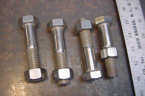 4-STAINLESS STEEL  HEX BOLTS AND NUTS . 3/4 x 4 &#034;   10 TPI. NEW