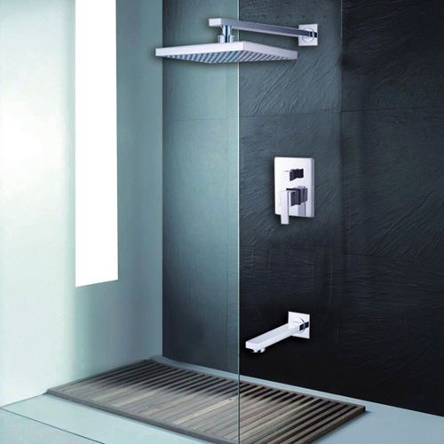 Modern wall mount 8&#034; rainshower &amp; tub spout 3 parts shower system free shipping for sale