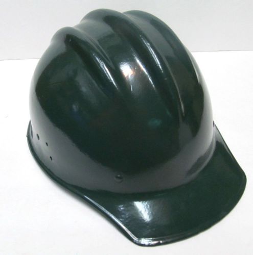 Vtg Bullard 502 Green Fiberglass Hard Boiled Hard Hat PAINTED Dark Green