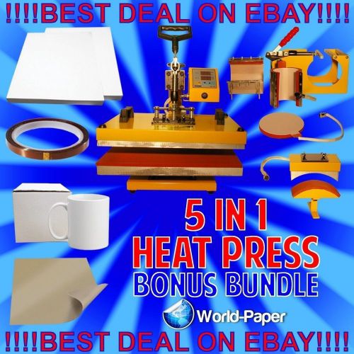 New digital pro heat transfer press machine 5 in 1 t-shirt mug hat plate cap for sale