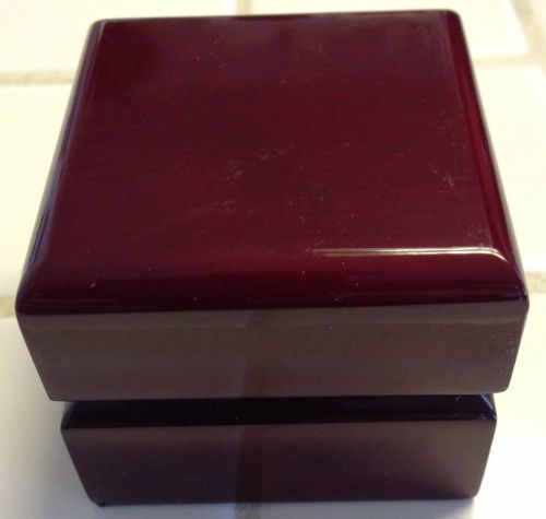 Cherry Wood Ring Jewelry Wooden Hinged Box - White Leatherette Interior - New