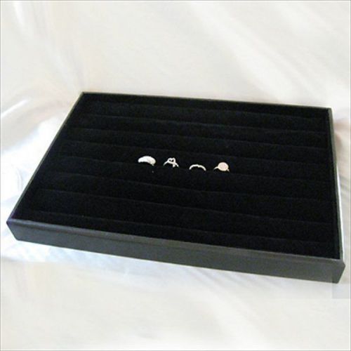 14&#034; Wood Velvet Ring Jewelry Display Showcase Professional Tray