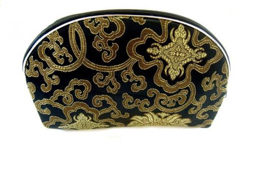 1 Set 5 Pcs Matching  Chinese  Pouch, for Cosmetic, Coin &amp; Jewelry, Black w/Gold