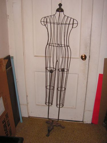 Antique Mannequin Wire Frame Cage Dress Form Iron Base 1880&#039;s