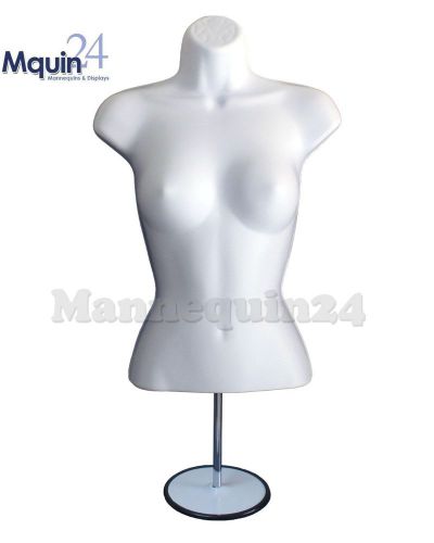 White female torso mannequin w/stand +hook for hanging, woman&#039;s clothing display for sale