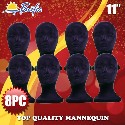 HALLOWEEN 8PC  STYROFOAM FOAM black velvet MANNEQUIN MANIKIN head display wig