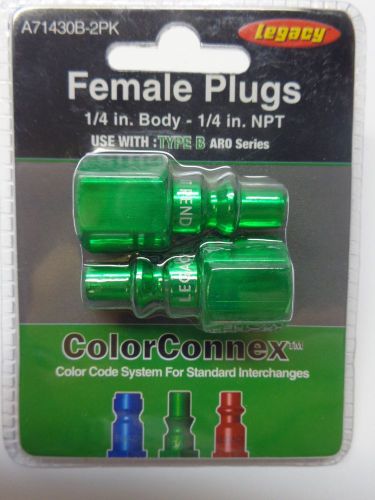 2 PK Female Plugs Type B ARO Series 1/4&#034; Body, 1/4&#034; NPT ColorConnex New in Pack