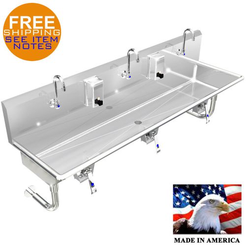 HAND SINK 3 PERSON MULTI USER, 60&#034; HANDS FREE, LAVATORY KNEE VALVE OPERATION