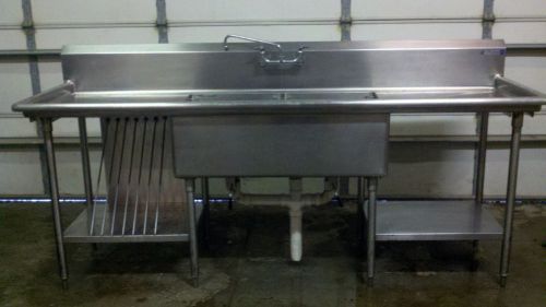 96&#034; 2 compartment sink left right side boards sheet pan rack under shelves for sale