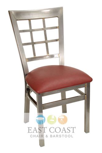 New gladiator clear coat window pane metal restaurant chair w/ wine vinyl seat for sale