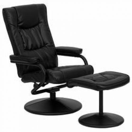 Flash Furniture BT-7862-BK-GG Contemporary Black Leather Recliner and Ottoman wi