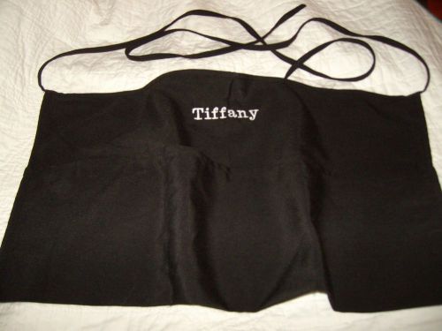 Black  Server Waitress Bar Waist Apron Personalized With White or Red Name