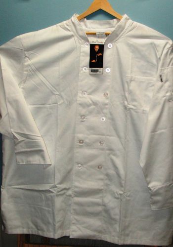 Chef works wccw le mans basic white chef coat 5x-large nwt poly/cotton for sale