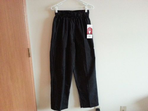 Chef Works black &amp; white stripe chef pants with elastic waist - New with tags