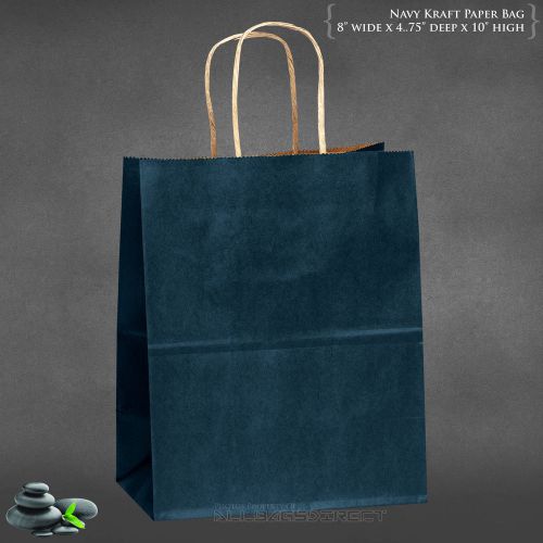 75 pcs navy blue paper bag retail bag merchandise bag kraft bag  8&#034;x4.75&#034;x10&#034; for sale
