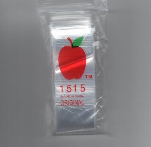 100 - 1.5x1.5 apple brand clear 2 mil zip lock bags reclosable plastic baggies for sale