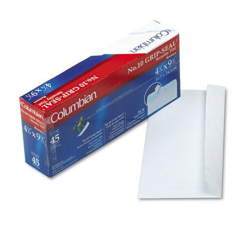 Grip-Seal Security Tint Business Envelopes, Side Seam, #10, White Wove, 45/Box