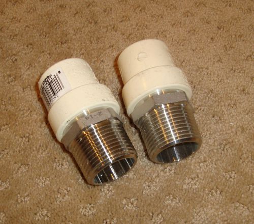 (lot of 2) kbi 1&#034; cpvc transition adapter cpvc/cts x stainless mipt tms-1000 for sale