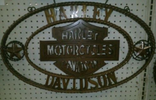 24&#034; HARLEY DAVIDSON motorcycle LARGE Metal Steel 2 Stars sign wall house garage