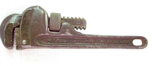Vintage Cast Iron Small Ridgid Pipe Wrench Ridge Co Hand Tool 5 1/2&#034;
