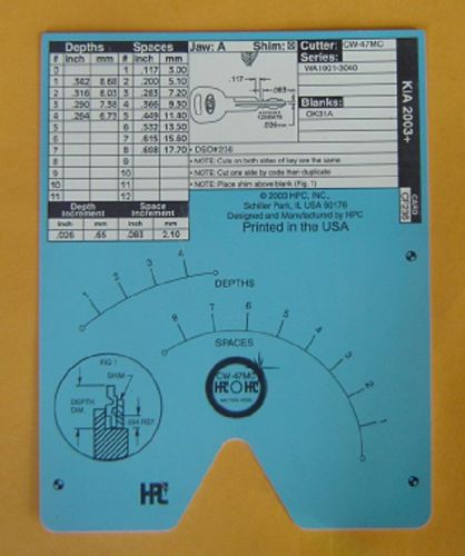 HPC 1200 CF236 Code card  used Like Brand  New Kia 2003+ 8- Cut Locks