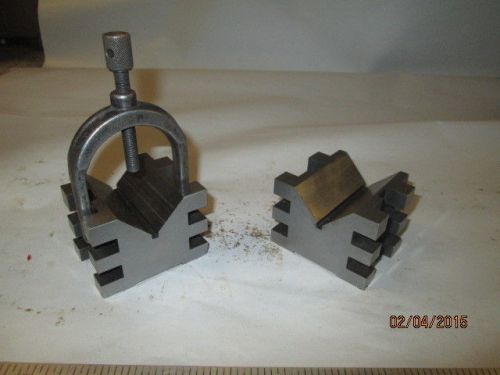 MACHINIST LATHE MILL 2 NICE Unusual Brown and Sharpe V Blocks and Clamp