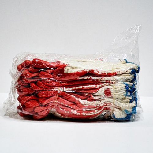 Cotton/Poly Red Coated Latex Palm Finger Work Gloves  &#034;10 Pairs&#034;  0032-0
