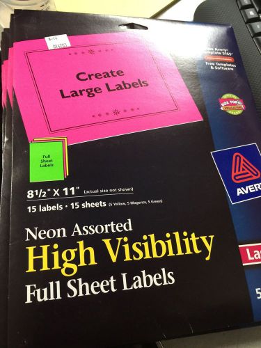 Avery 5975 Neon Laser Full Sheet Labels, 8-1/2&#034; X 11&#034; 105-3 lwj