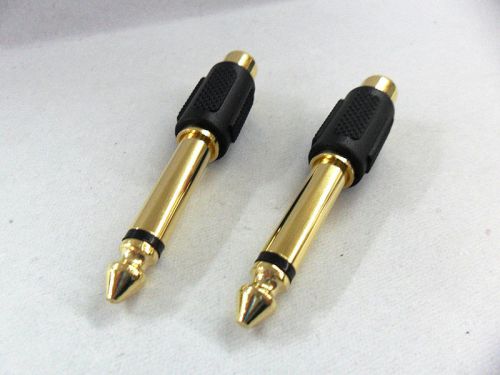 10PCS Gold-plated 6.35mm 1/4&#034; Mono to RCA Audio Adapter For speaker Microphones