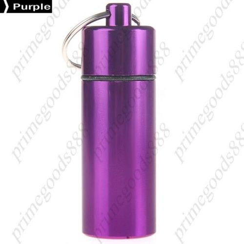 Waterproof medicine bottle capsule pill holder medicine case key ring in purple for sale