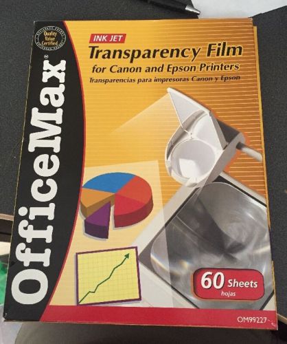 Inkjet Printable Transparency Film 60 Sheets NIB Office Max
