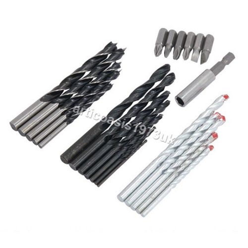 24 Pc Mixed Drill &amp; Screwdriver Power Bit Set with Magnetic Extension - 4 - 8mm