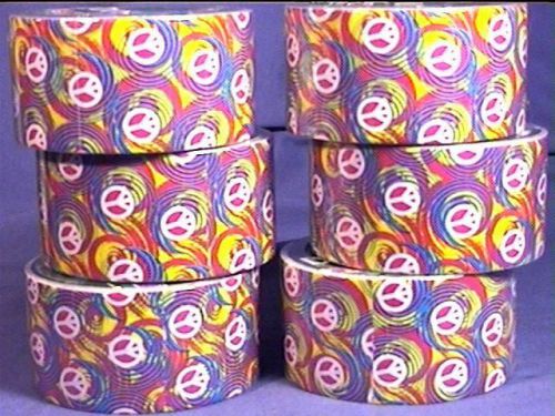 New 6 Rolls Duck Tape Swirl Peace Sign 10 yd Made in USA Love Duct Colorful