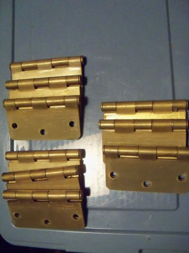 9 Steel Stanley Door Hinges 3 1/2&#034; brass toned