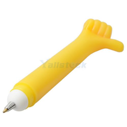 Lot2 Cute Stationery Cute Finger Shape Plastic Ballpoint Pen Blue Core Yellow