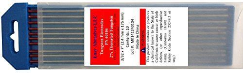 Easy Abrasives 40104 2% Thoriated Tungsten Electrode (EWTh-2)  3/32&#034; x 7&#034;  Red (