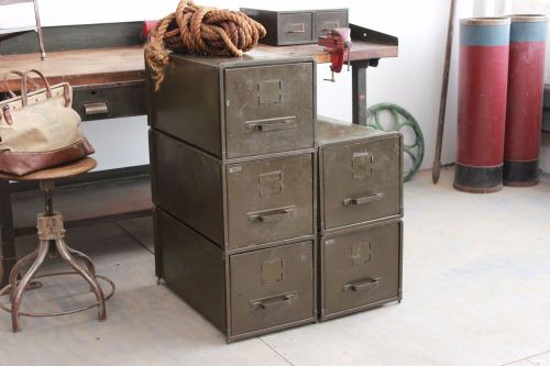 Vintage Industrial Berloy Stacking Modular Steel File Cabinets Shelving 1940s