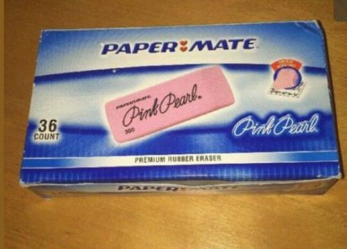 Paper Mate Pink Pearl Smudge-Resistant Erasers, Latex Free, Pink, Pack of 36