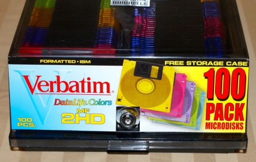 Verbatim Floppy Microdisk File Datalife Colors MF 2HD Locking Case 91 Disk