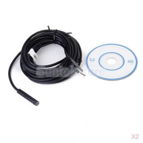 2x 5M USB 6-LED Waterproof Endoscope Borescope Snake Inspection Video Camera 7mm